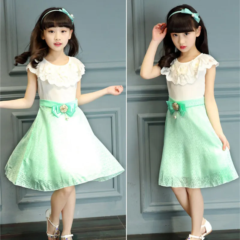 Girls Wedding Party Prom Dresses Quinceanera Robe Princess Pearl Flower Dress With Bow Teens Girl Summer Clothes 4 5 13 Year Old | Детская