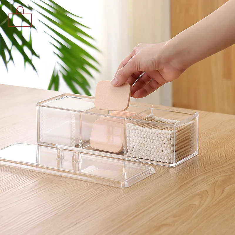 11+3 Grid Acrylic Transparent Makeup Organizer Storage Box Nail Polish Brushes Eyeliner Pencil Stand Cotton Pad Cosmetic Holder | Дом и сад