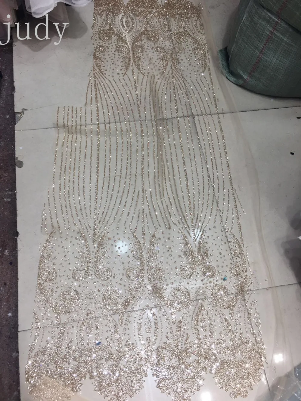 

YX32 # Шампанское длинное узорное Сетчатое полотно для свадебного платья ткань блестящая пудра для свадебного платья/пилы Бесплатная доставк...