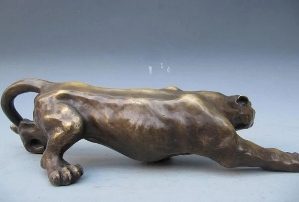 ZSR USPS to USA S3318 Chinese Refined Art Pure Bronze Copper animal leopard panther Cheetah Statues | Дом и сад