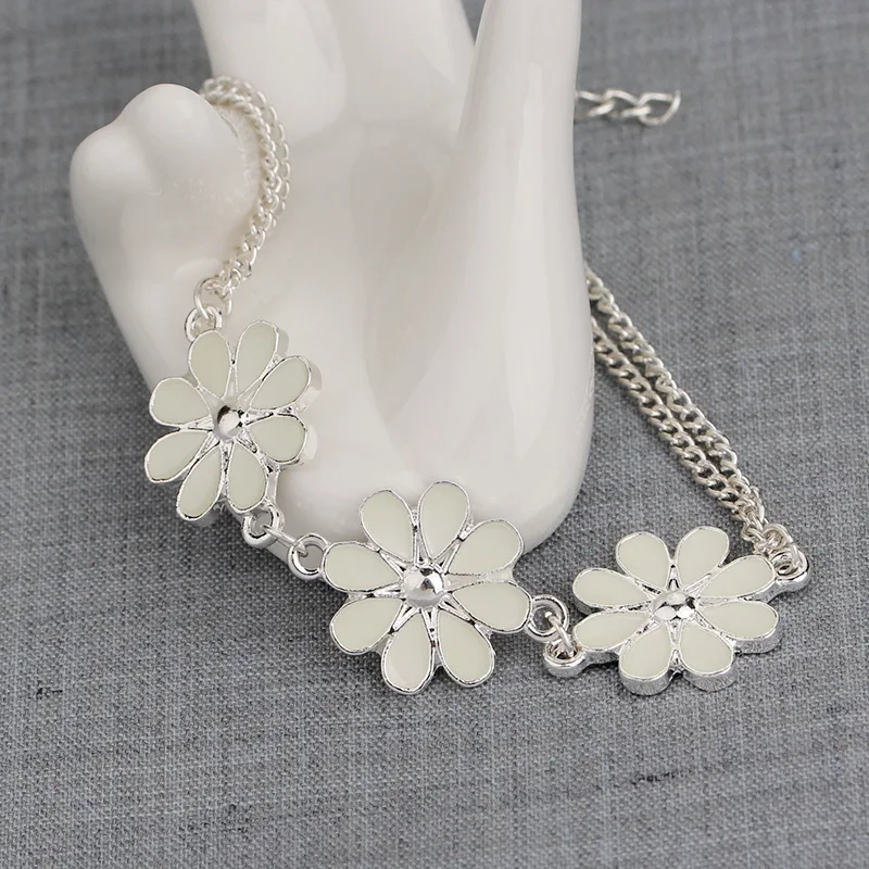Лидер продаж цветок светится в темноте цепочка браслет женский с эмалью