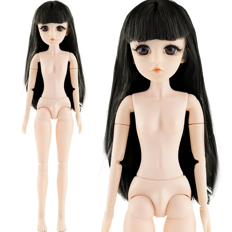 Type A Black 42 см Bjd кукла 24 шаровая шарнирная кукла DIY обнаженное тело вьющиеся прямые волосы подарок для девочки с 3D глазами голова куклы игрушки для девочек - Цвет: Type A Black