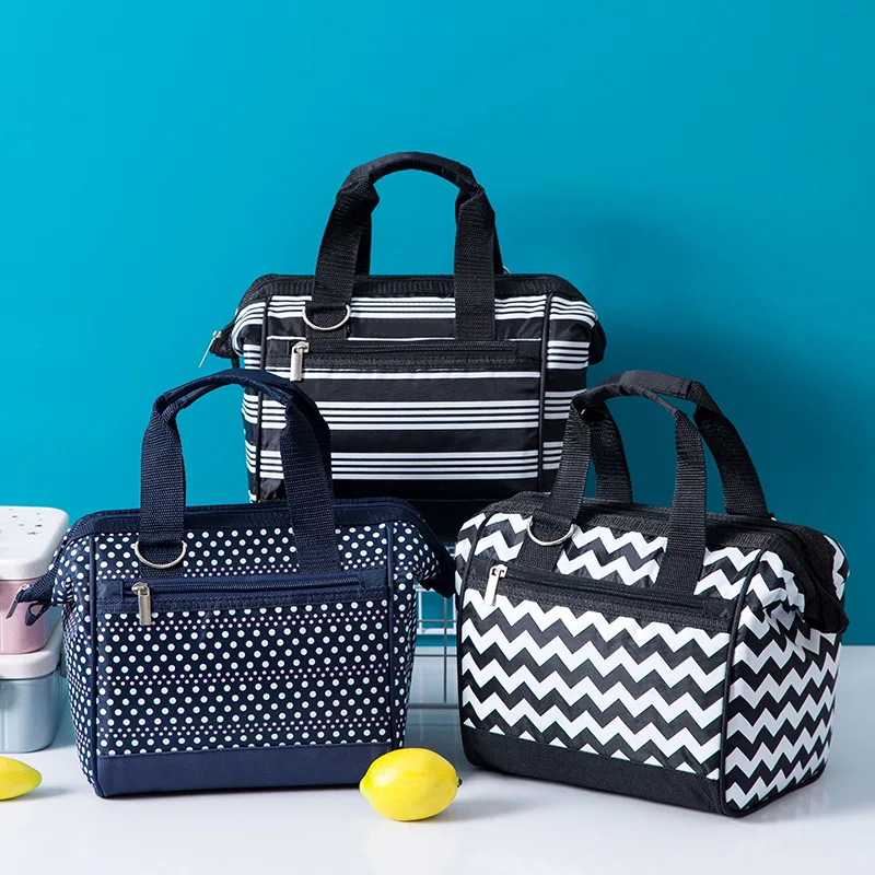 Новые полосатые термоизолированные сумки для ланча волнистый холодильник