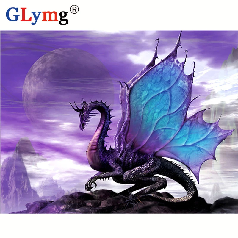 Diy Алмазная картина полная дрель крест вышивка динозавр дракона полный