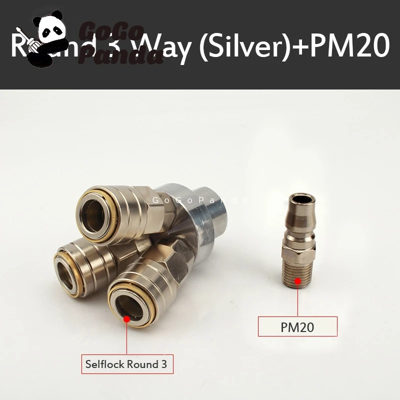 Silvery3-PM20 Круглый двухсторонний пневматический соединение быстрое подключение совместных набор электронной сигареты SMY воздушный насос воздушный компрессор совместное SMV круглый t-образное соединение типа C - Цвет: Silvery3-PM20