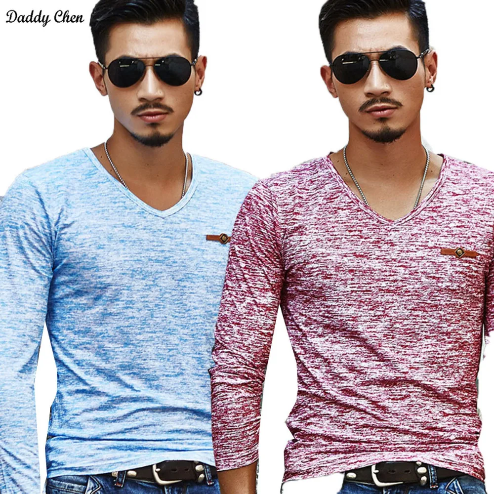 Мужская футболка базовая с длинным рукавом обтягивающая Повседневная топ