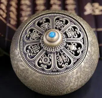 

The new eight auspicious folk crafts plated copper ornaments round censer
