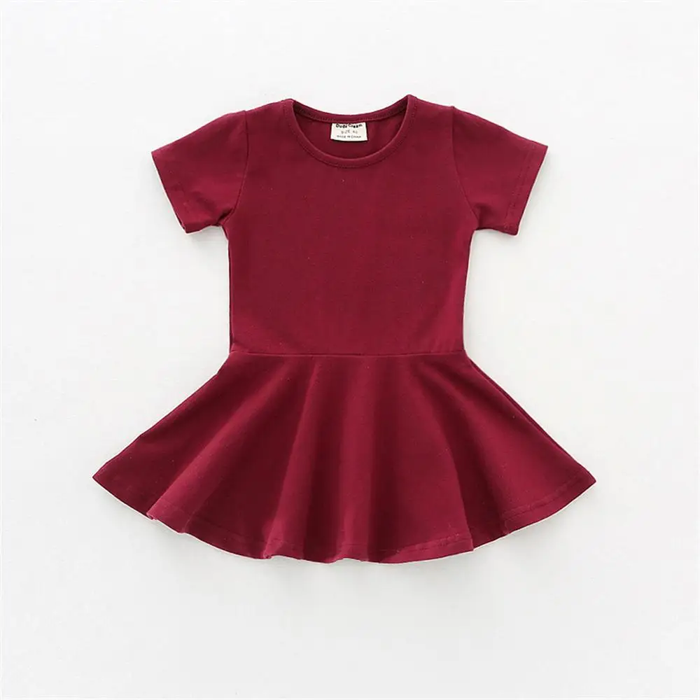 Летние Платье для малышей 2018 Новый Хлопок Сплошной Одежда принцесс
