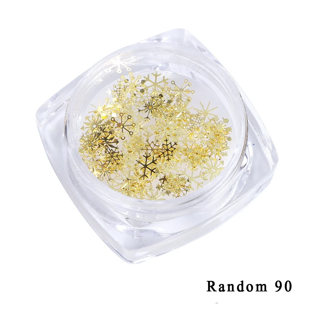 90 шт./лот Золотой Nail Art Стикеры 3D Снежинка дизайн воды Переводные аппликации для