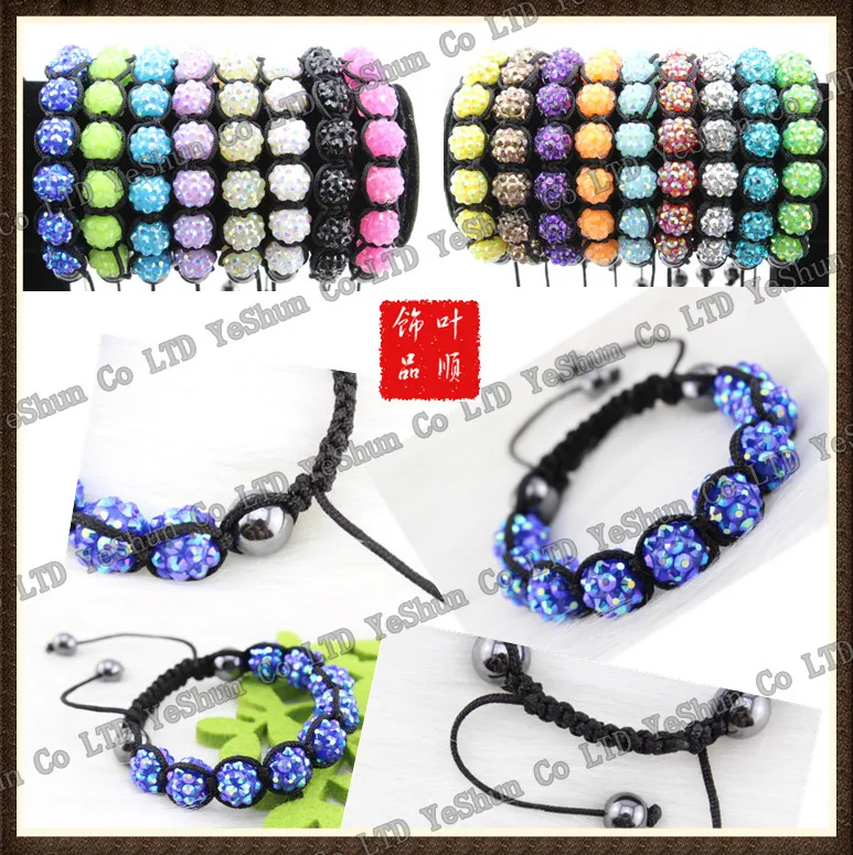 36 Colors For Choose Hot Promotion ! 9 Pcs Resin Rhinestone Beads Hand Weaved Shamballa Bracelets | Украшения и аксессуары