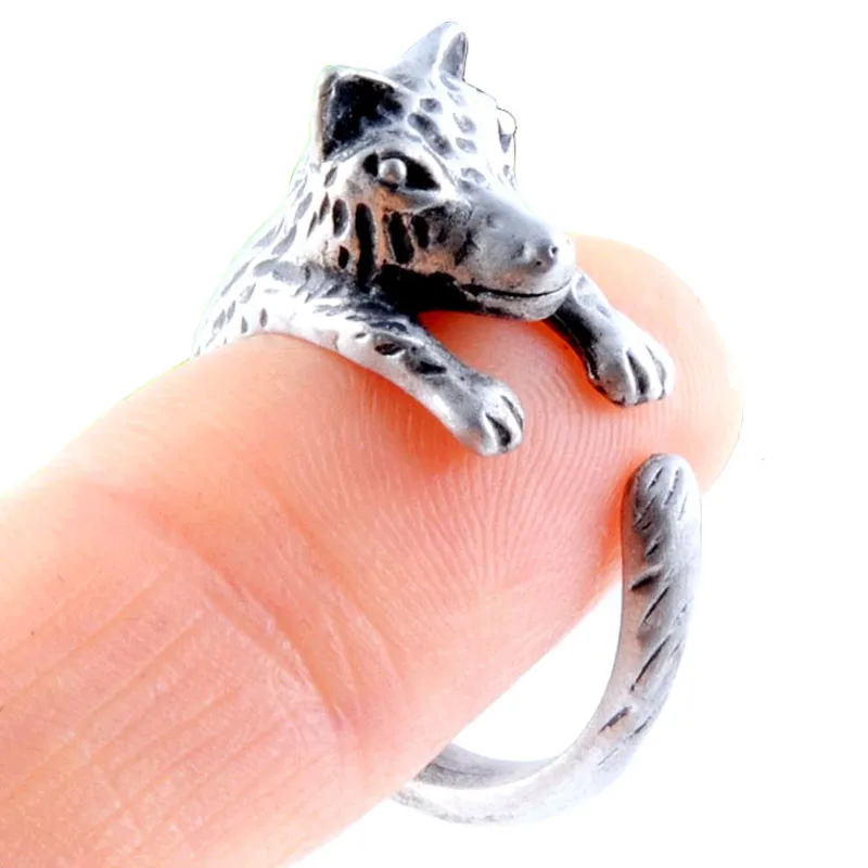 Животное кольцо Регулируемый волк модные ювелирные изделия Античное золото