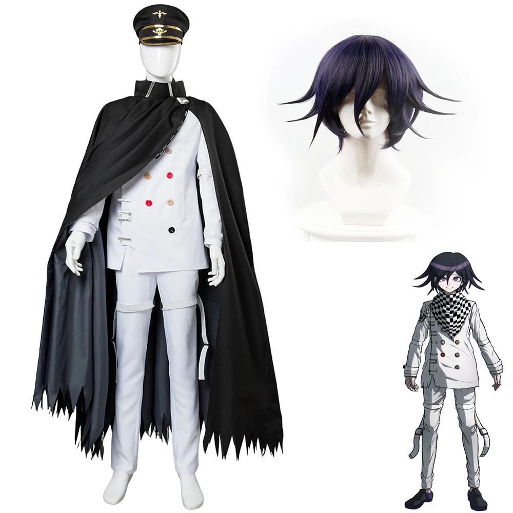 Danganronpa V3 убийства Harmony ума kokichi Косплэй костюм с парик плащ Наряд полный комплект
