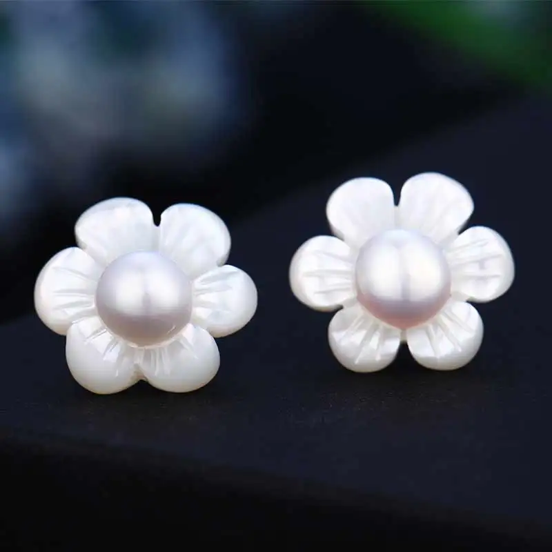 Милые женские серьги из стерлингового серебра 925 пробы с цветком высоким блеском