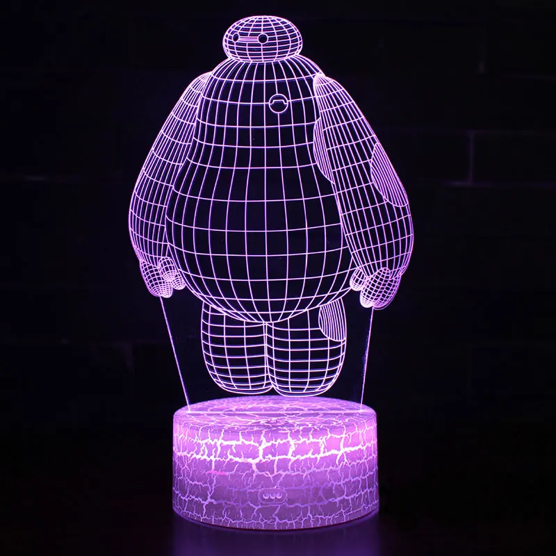 Baymax тема 3D лампа светодиодный светильник ПА 7 цветов Изменение сенсорного
