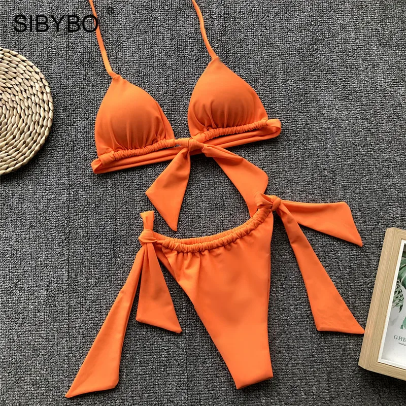 Женский комплект из двух предметов Sibybo укороченный топ с завязками и высокой