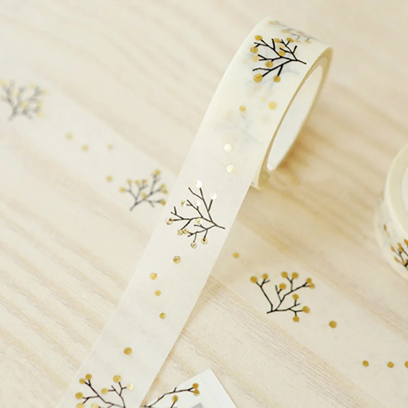 DIY милый каваи дерево клейкая лента Washi золото серебро декоративная для украшения