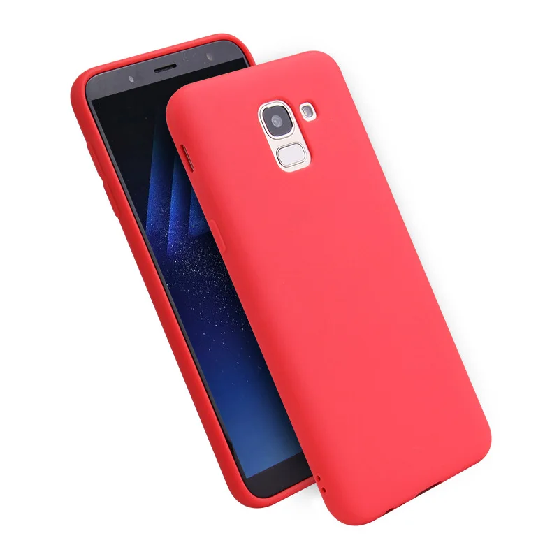 Красный Однотонная одежда Желейный чехол для samsung A7 A6 A8 плюс матовый мягкий чехол из ТПУ с узором для J2 J4 J6 плюс A3 A5 A7 J3 J5 чехол s - Цвет: Красный