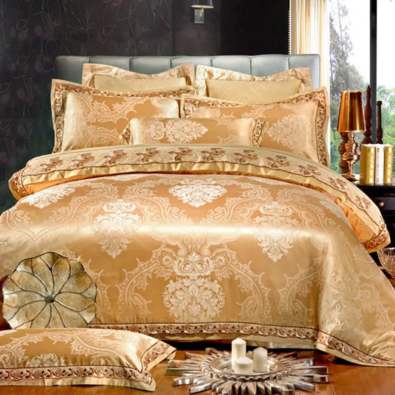 Из египетского хлопка 4/6 шт. жаккард Шелк Роскошные Постельное белье King Размеры