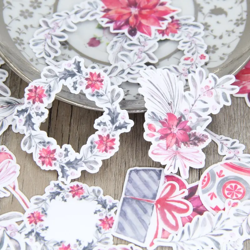 Красивые акварельные красный цветочный венок букет декоративные Стикеры для