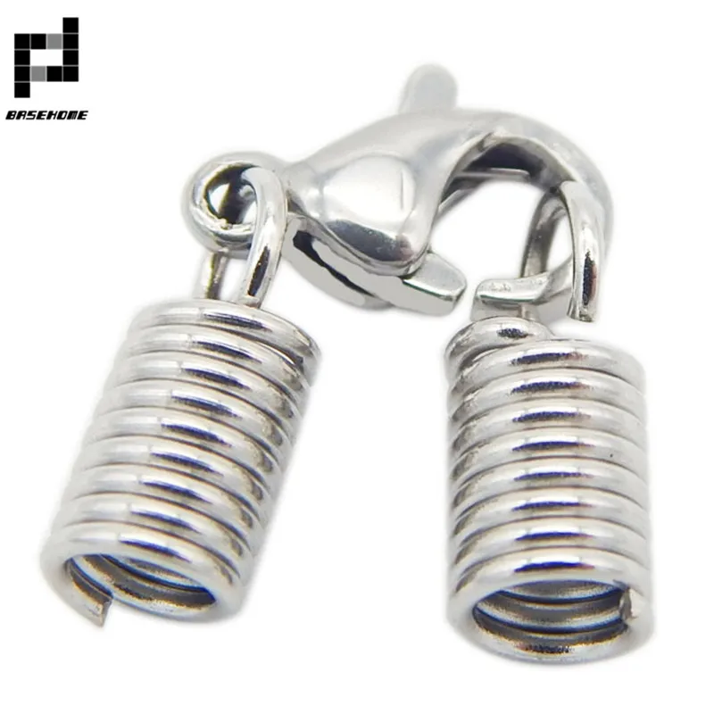 BASEHOME 10pcs/lot Stainless Steel End Caps Hook Claps Fastener Clasps Fit Cord Clips DIY Leather Bracelet Connector | Украшения и