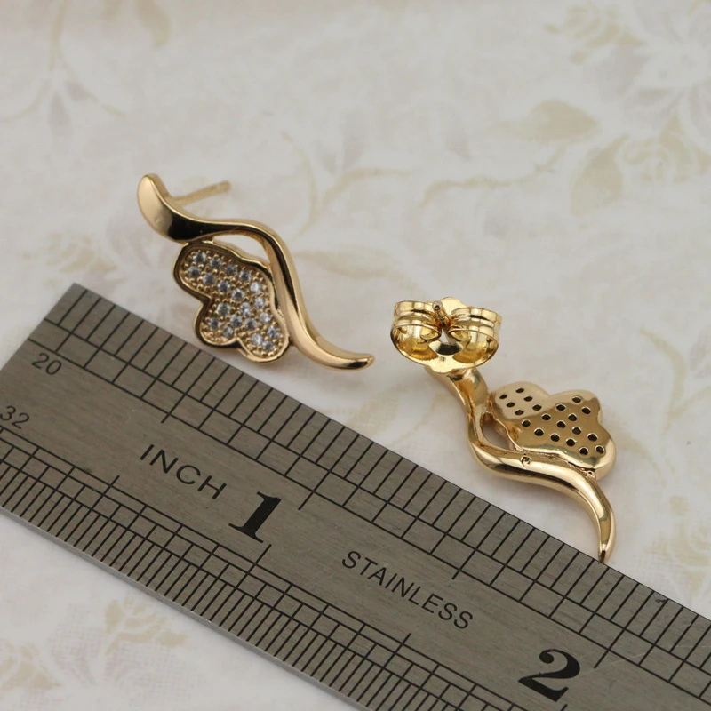 Amazing Chic Nice White CZ Gems Stud Earrings Yellow Golden Plated Jewelry Gift For Women EB449 | Украшения и аксессуары
