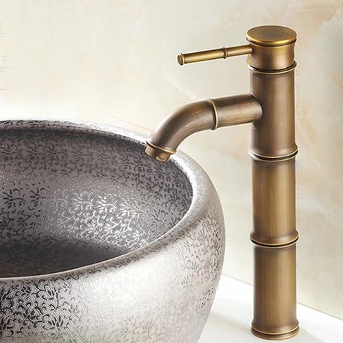 Античный латунный смеситель водопад для раковины в ванной комнате высокий