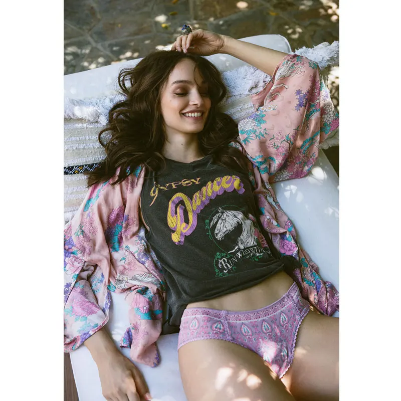 Бохо цветочные принты летние кимоно блузки с v образным вырезом и расклешенным