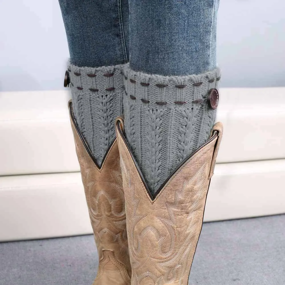 D Women Winter 1 Pair Knitted Leg Warmers Socks Boot Cover thigh bands leg warmers mujer invierno comfortable#P20 - Цвет: D