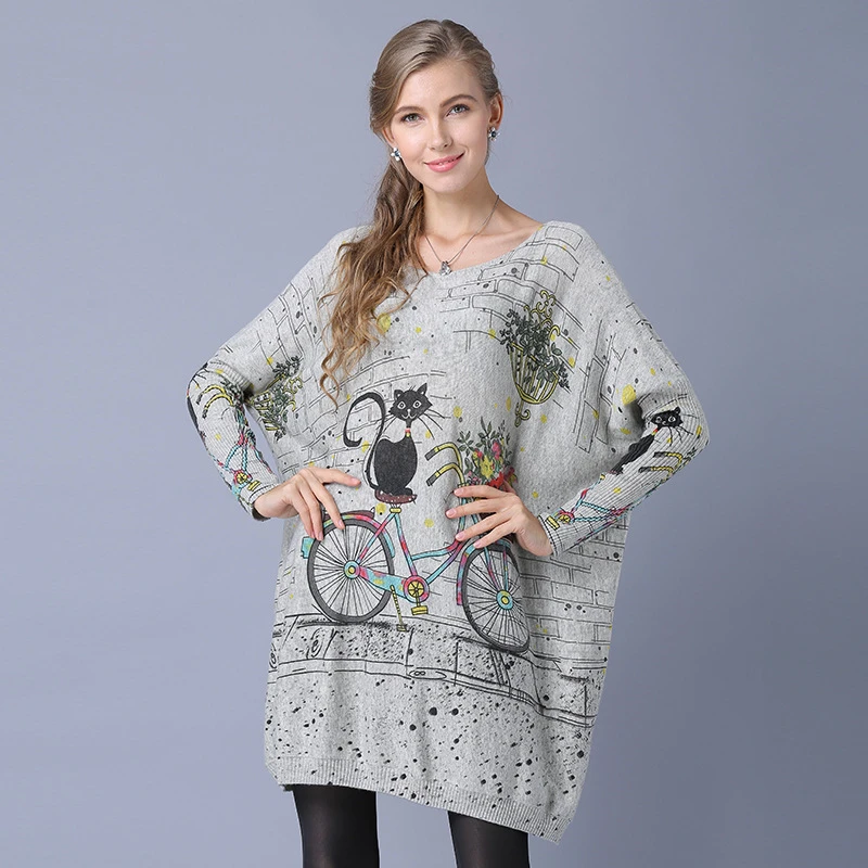 ARCSINX Cute Sweater Women Plus Size Oversize Long Female 10XL 9XL 8XL 7XL 6XL 5XL 4XL 3XL Thin Casual Pullover | Женская одежда