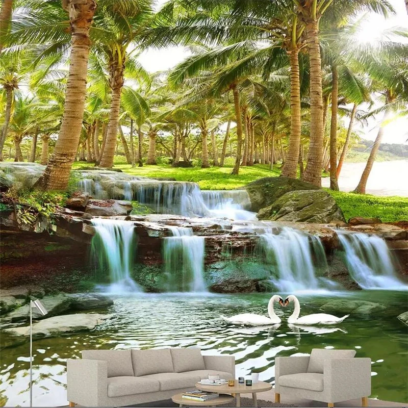 Wellyu Hainan Island кокосовое дерево лес водопад пейзаж живопись на заказ большая
