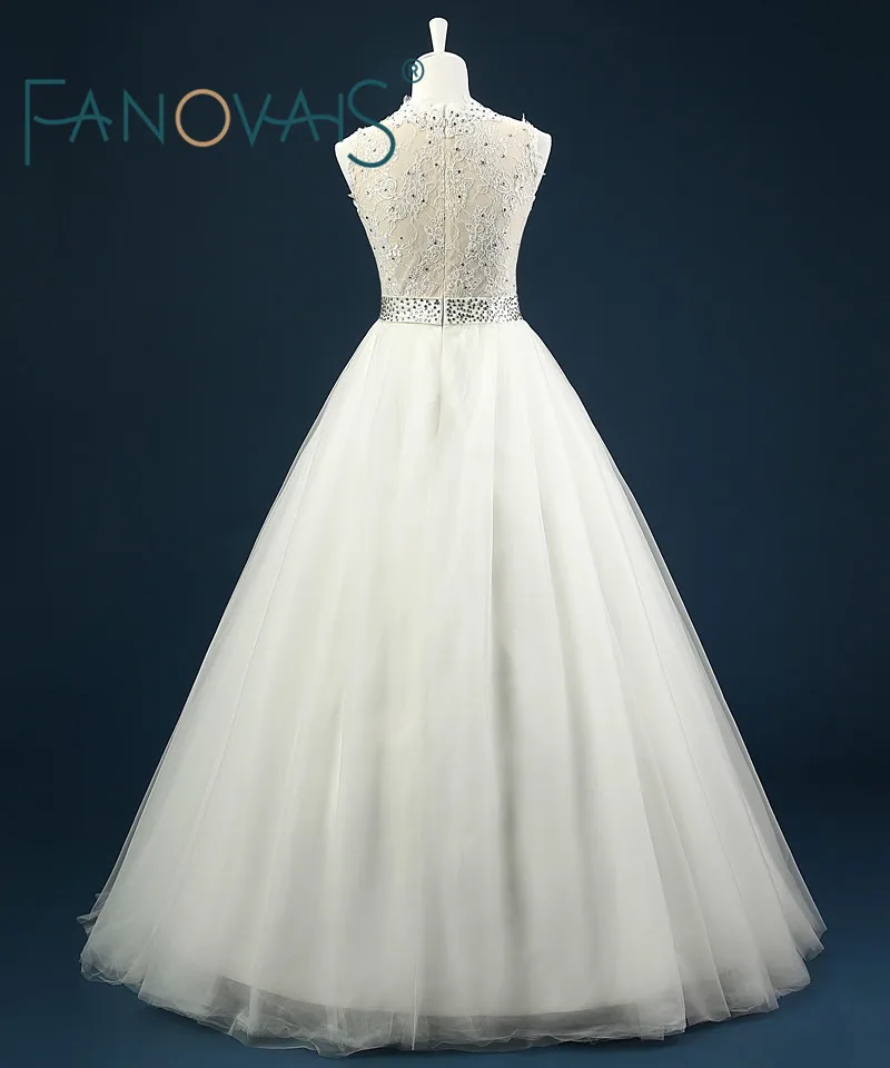 Новая Мода 2017 Vestidos Де Noiva Тюль Свадебное Платье Высокая Образным Вырезом Без