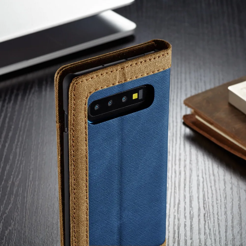 Холщовая ткань Магнитный Флип Ретро кожаный бумажник чехол для samsung Galaxy S7 EDGE/S8/S8+/S9/S9+/S10/S10+/S10e/Note8