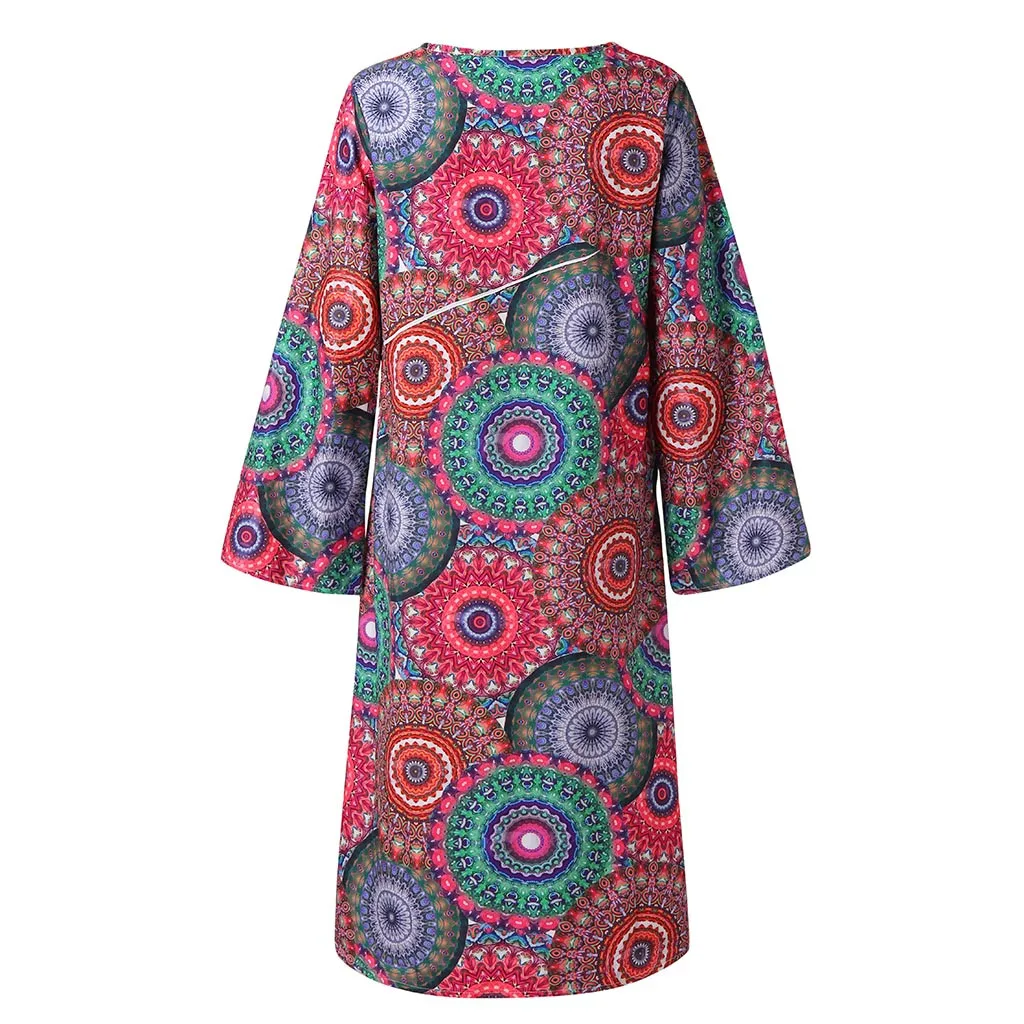 Женское Пляжное Платье макси с длинным рукавом повседневное платье в богемном