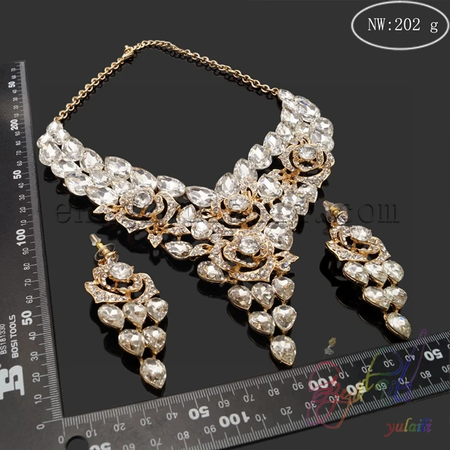 

Yulaili Beautiful Big Crystal Jewelry Sets Free Shipping India Kundan Wedding Accessories Jewellery Many Color Available