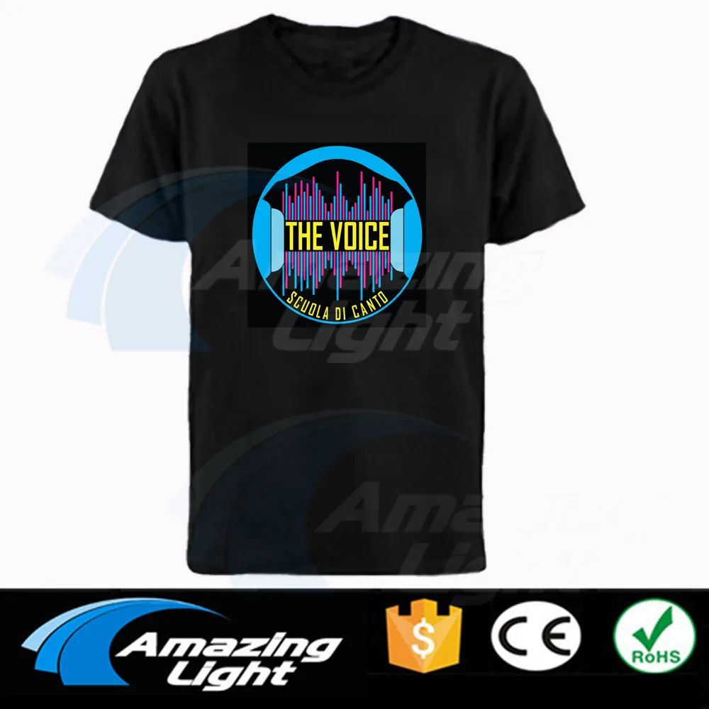 

Hot sale High Quality 10pcs/lot unisex 100%Cotton LED t shirts equalizer Sound Activated EL T shirt Amazing lighting led t-shirt