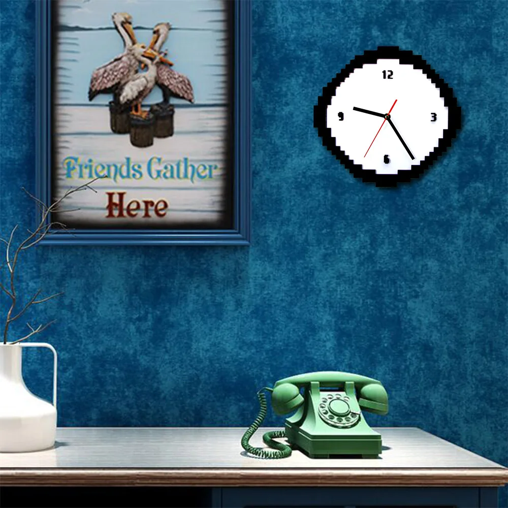 Часы Pixel Time 8 Bit Style ретро настенные часы черно белые старые пиксели Pixellated