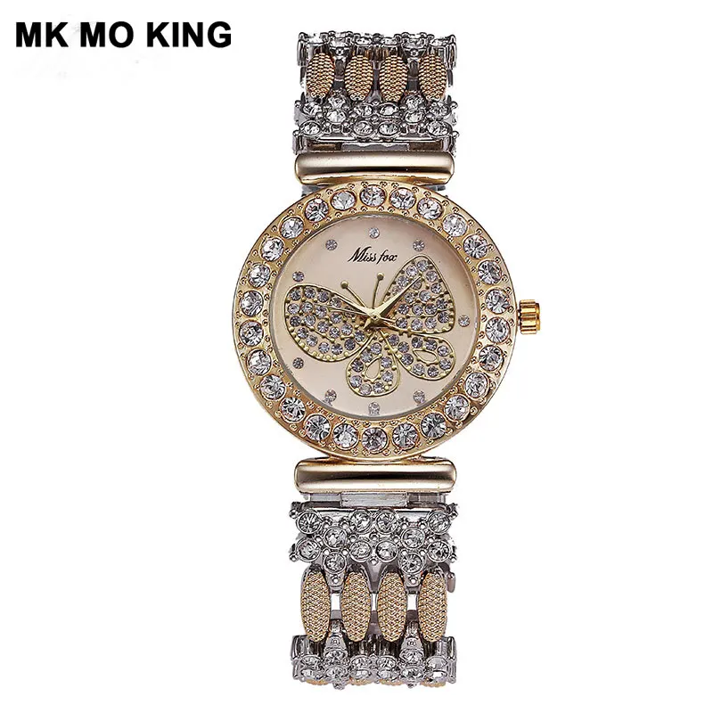 Роскошные брендовые модные женские часы с бабочками и бриллиантами