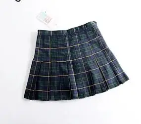 Harajuku в шотландскую клетку розовый Для женщин сексуальная женская одежда юбки сексуальные плед плиссированные юбки тонкой шёлковой сеткой для мини-юбка боковой кнопки Высокая талия женские юбки в стиле casual - Цвет: J13 W2204 green