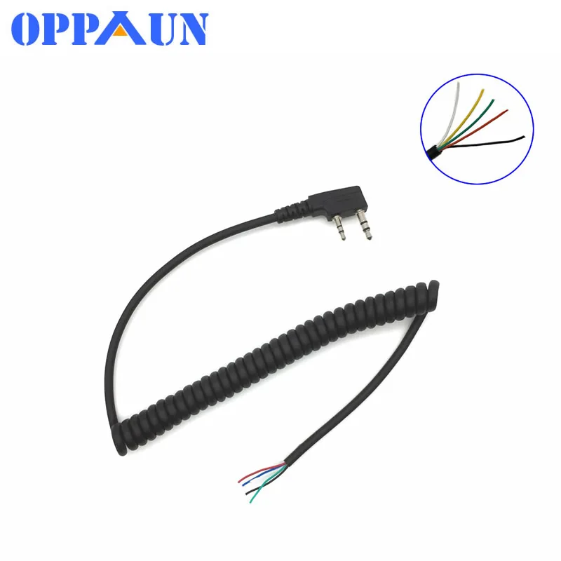 DIY 5 Провода микрофонный кабель K plug 2 булавки для kenwood wouxun baofeng puxing lin tontyt quansheng walkie talkie