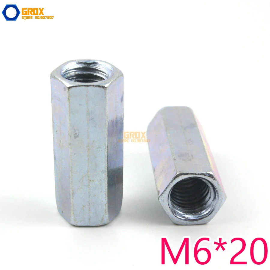 

30 штук M6 * 20 мм Шестигранная муфта оцинкованная гайка