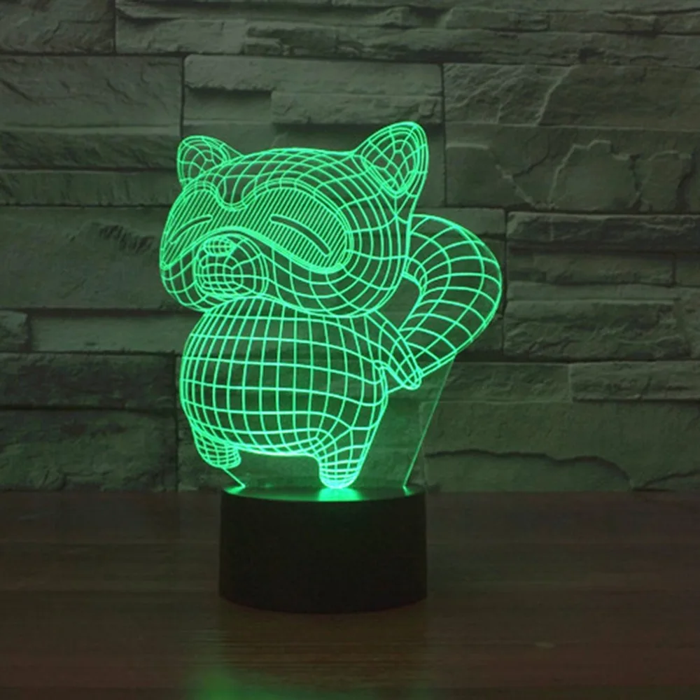 Енот творческий 3D светодио дный красочные led Vision подарок атмосфера настольная