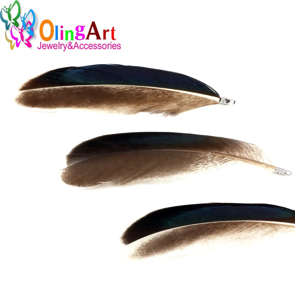 OlingArt натуральные перышки 6 шт./лот 9 см дикие утки женские ожерелья серьги