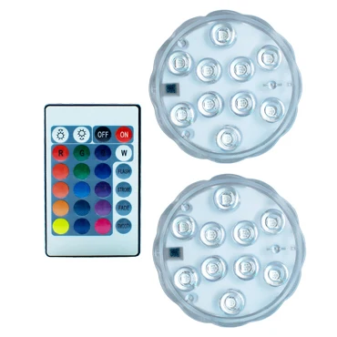 10 светодиодов RGB подводный погружной светодиодный светильник, водонепроницаемый на батарейках, светильник для пруда, бассейна, для вазы, цветов, аквариума - Испускаемый цвет: 2 Lamp 1 controller