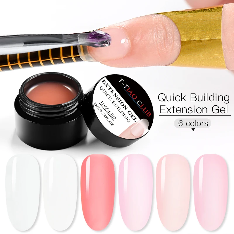 Акриловый поли УФ гель для ногтей Быстросохнущий Гель лак прозрачный розовый