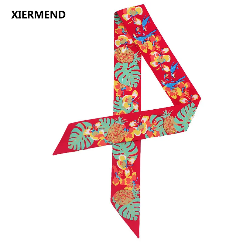 Тропический длинный шарф с листьями тропического леса 2018 узкая шаль женские