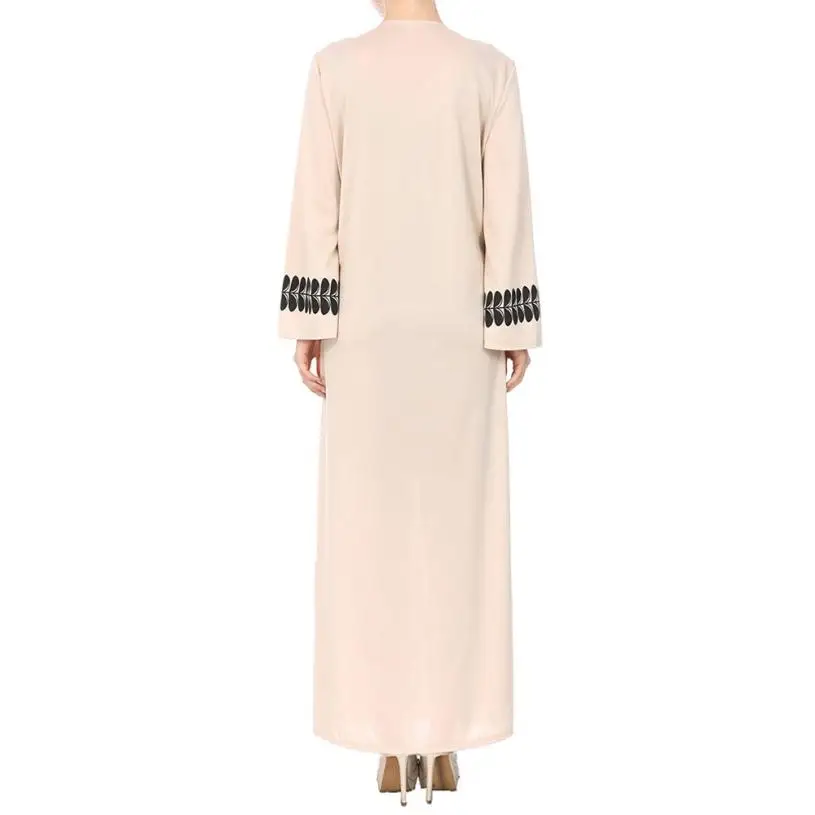 Женское женское мусульманское платье с длинными рукавами и принтом кардиган