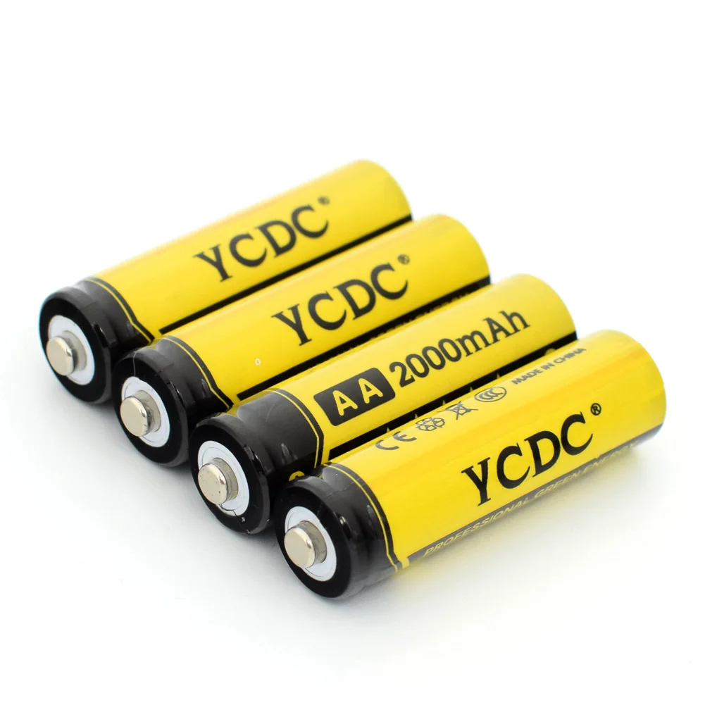 YCDC 4-20 шт./кор. металл-гидридных или никель AA Перезаряжаемые батареи 1,2 V 2000 мА/ч, Мощность банк никель-металл-гидридного Батарея с Зарядное устройство фонарик Батарея чехол