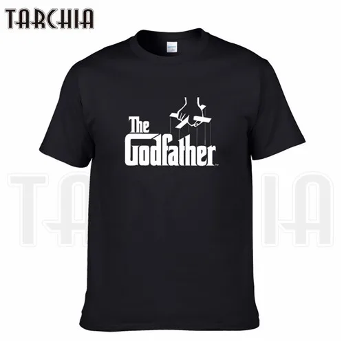 TARCHIA/Новинка года; брендовая футболка «Крестный отец»; хлопковые топы; мужские футболки с коротким рукавом; повседневная мужская футболка для мальчиков; модная футболка - Цвет: Черный