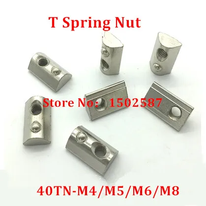 

10 шт. резьба M4 M5 M6 M8 T Пружинные гайки полукруглая эластичная квадратная Гайка Блок для 4040 алюминиевого профиля аксессуары слот 8