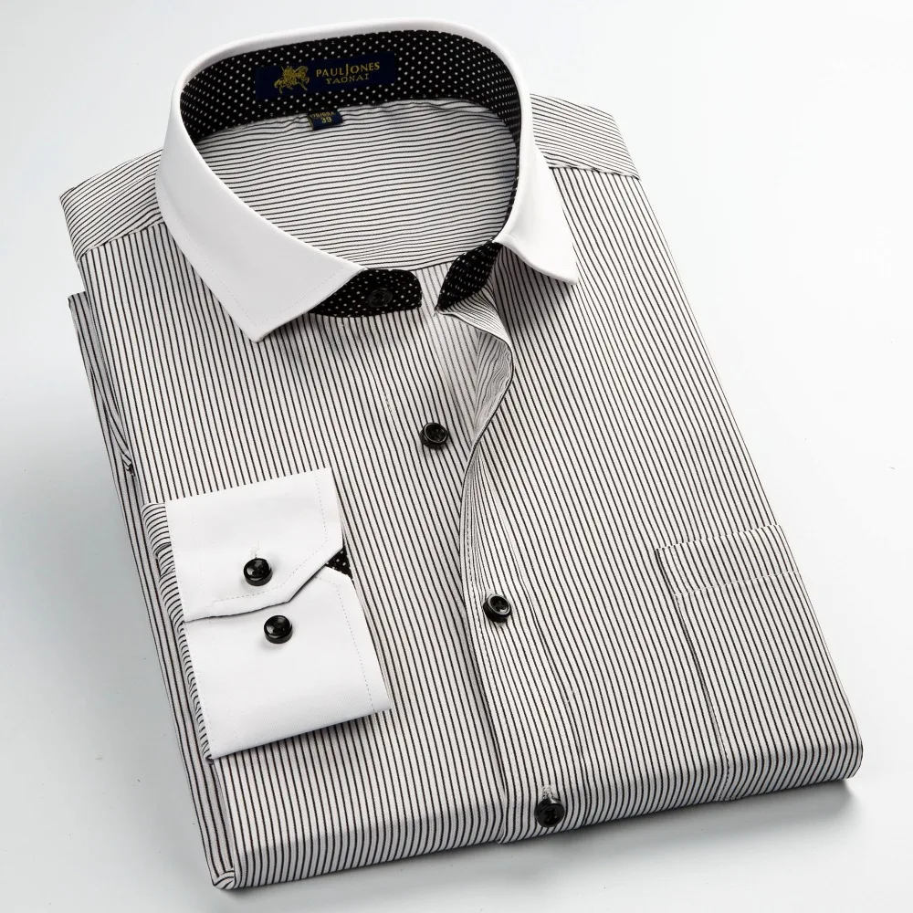 Новое поступление мужская с длинным рукавом в полоску рубашка контрастной